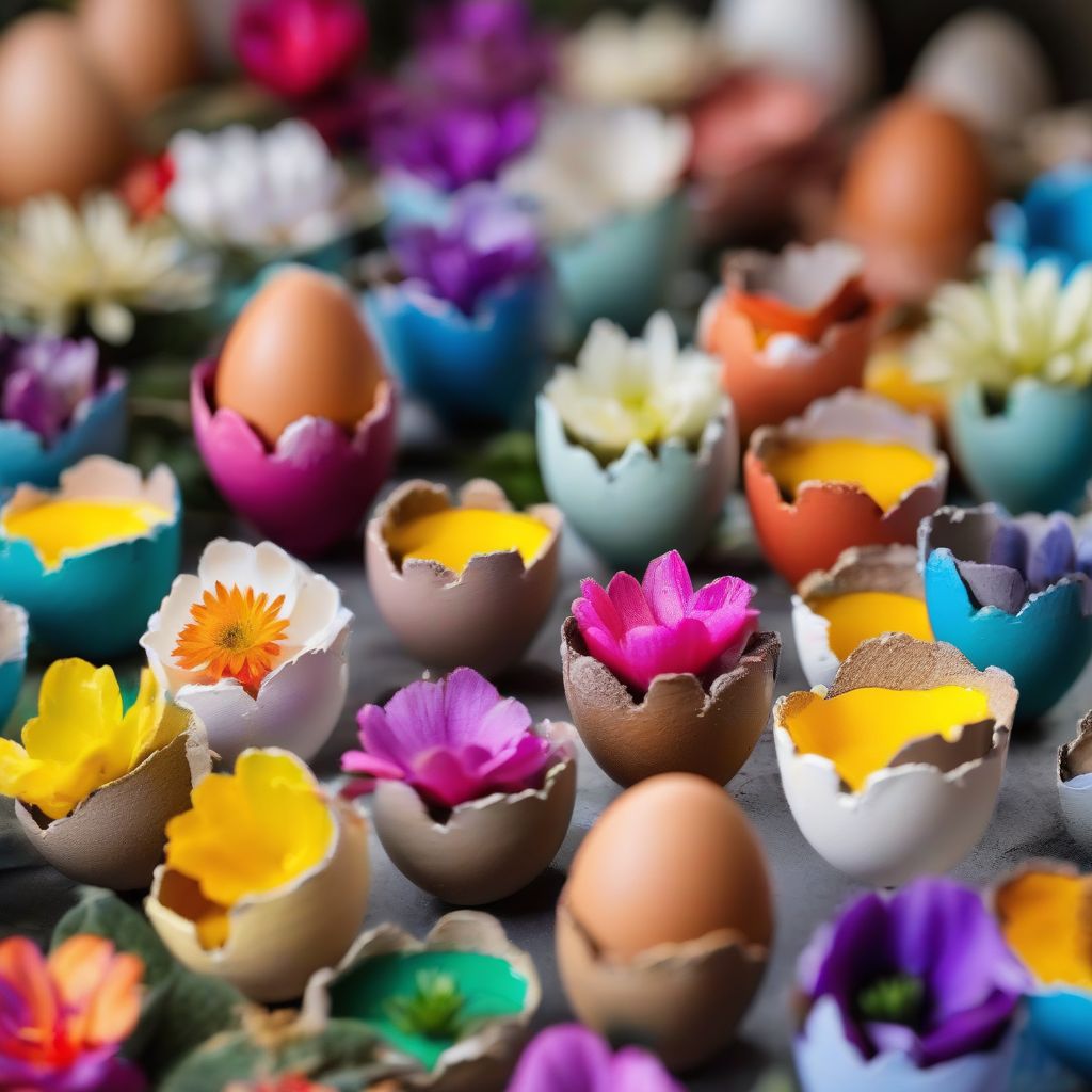 Colorful Painted Eggshells Turned into Tiny Planters