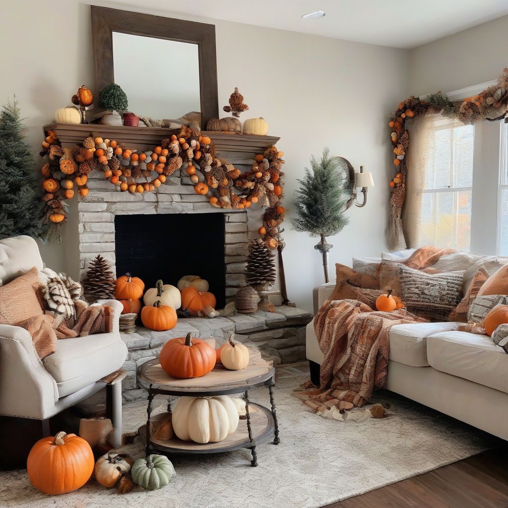 Cozy Living Room Decorated for Fall 