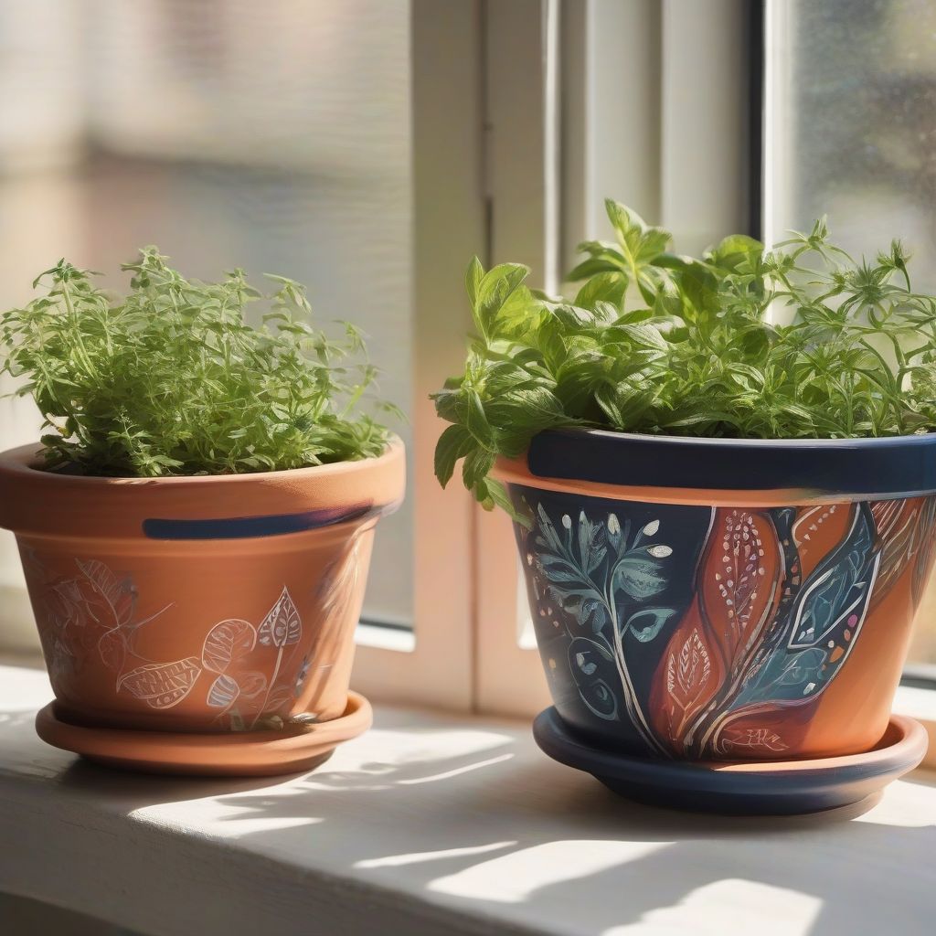 Hand-Painted Flower Pots