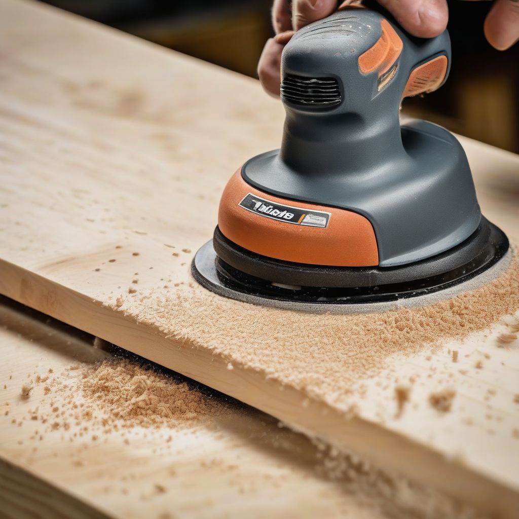 Orbital Sander Smoothing Wood