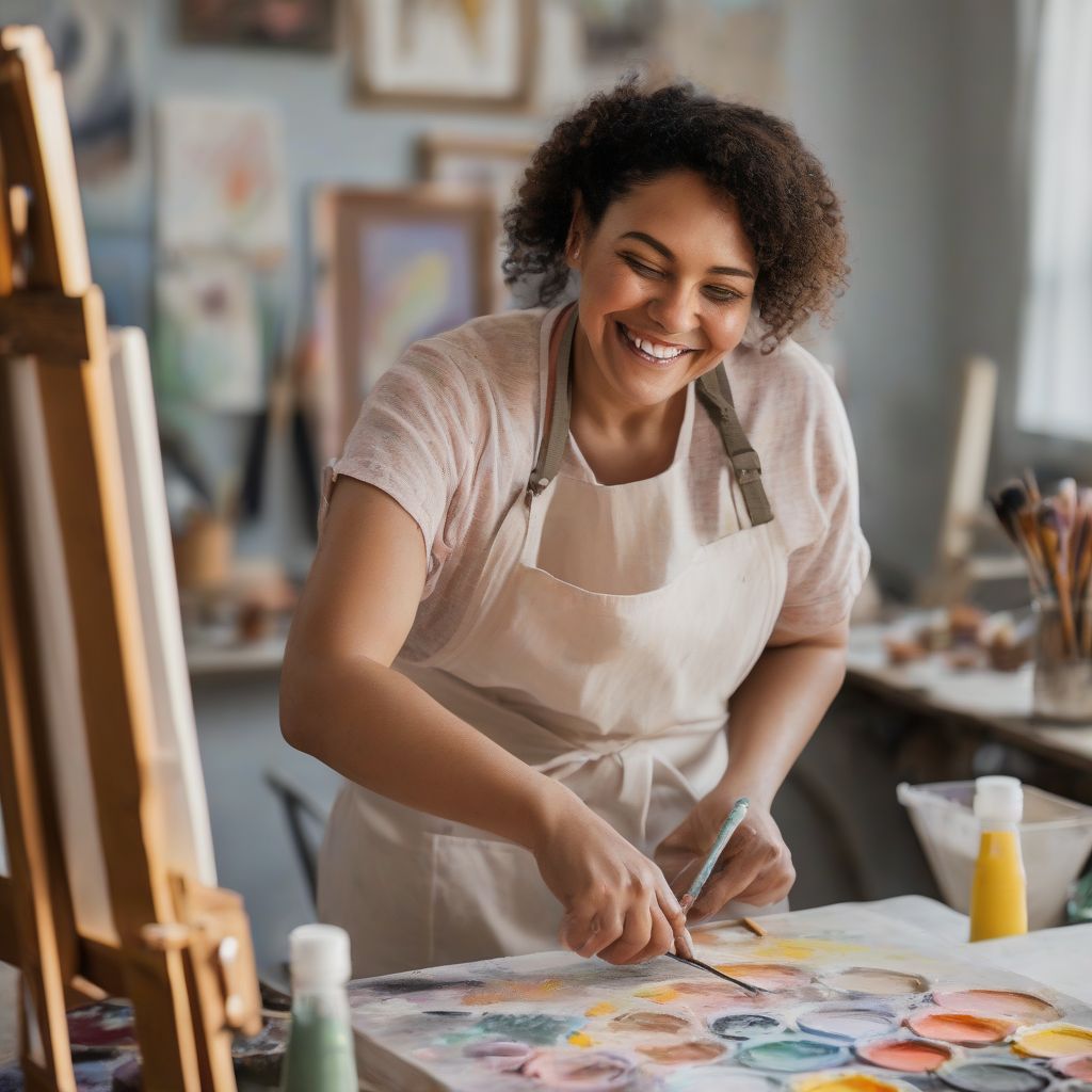 Woman Creating Pastel Art