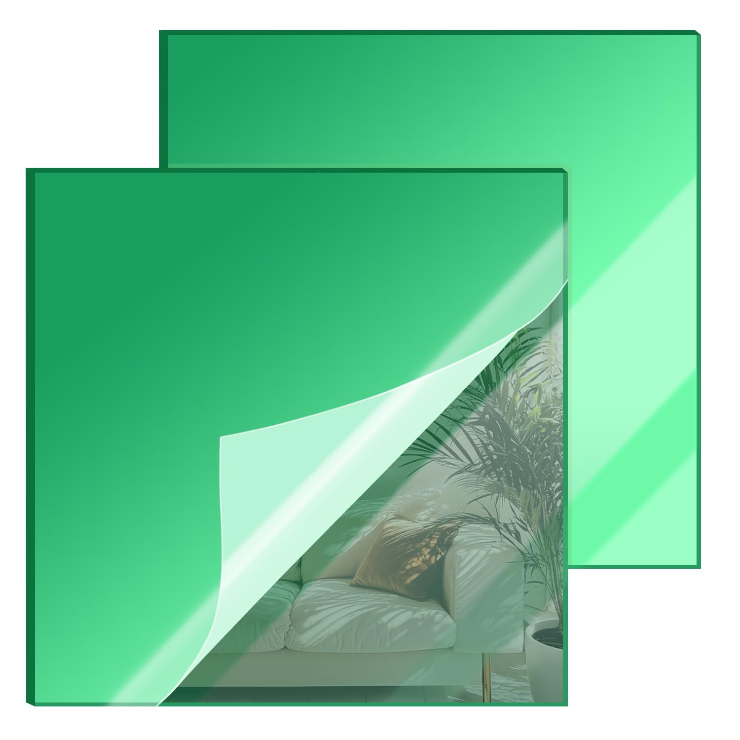 8x8 Inches Green Mirror Acrylic Sheet – 2 Pcs Reflective Acrylic Panel for DIY Crafts, Home Décor & More (20x20 cm)