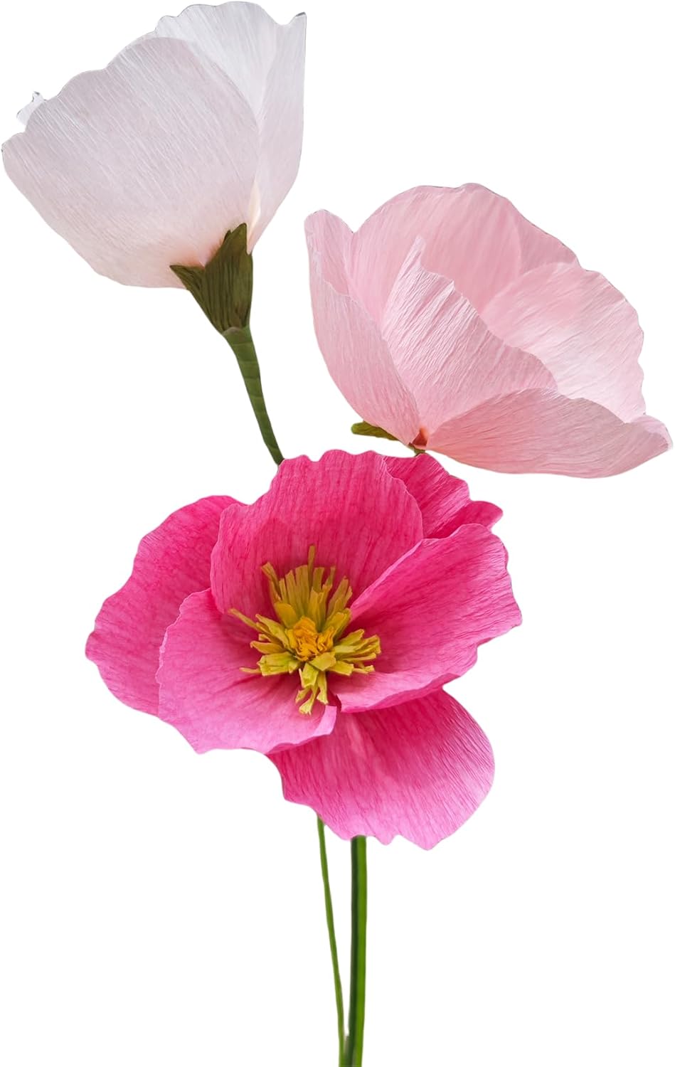 Pink Crepe Paper Poppy Bouquet Making Kit 24 pcs DIY Craft Set for Home Decor & Events Complete Craft Materials for Floral Art