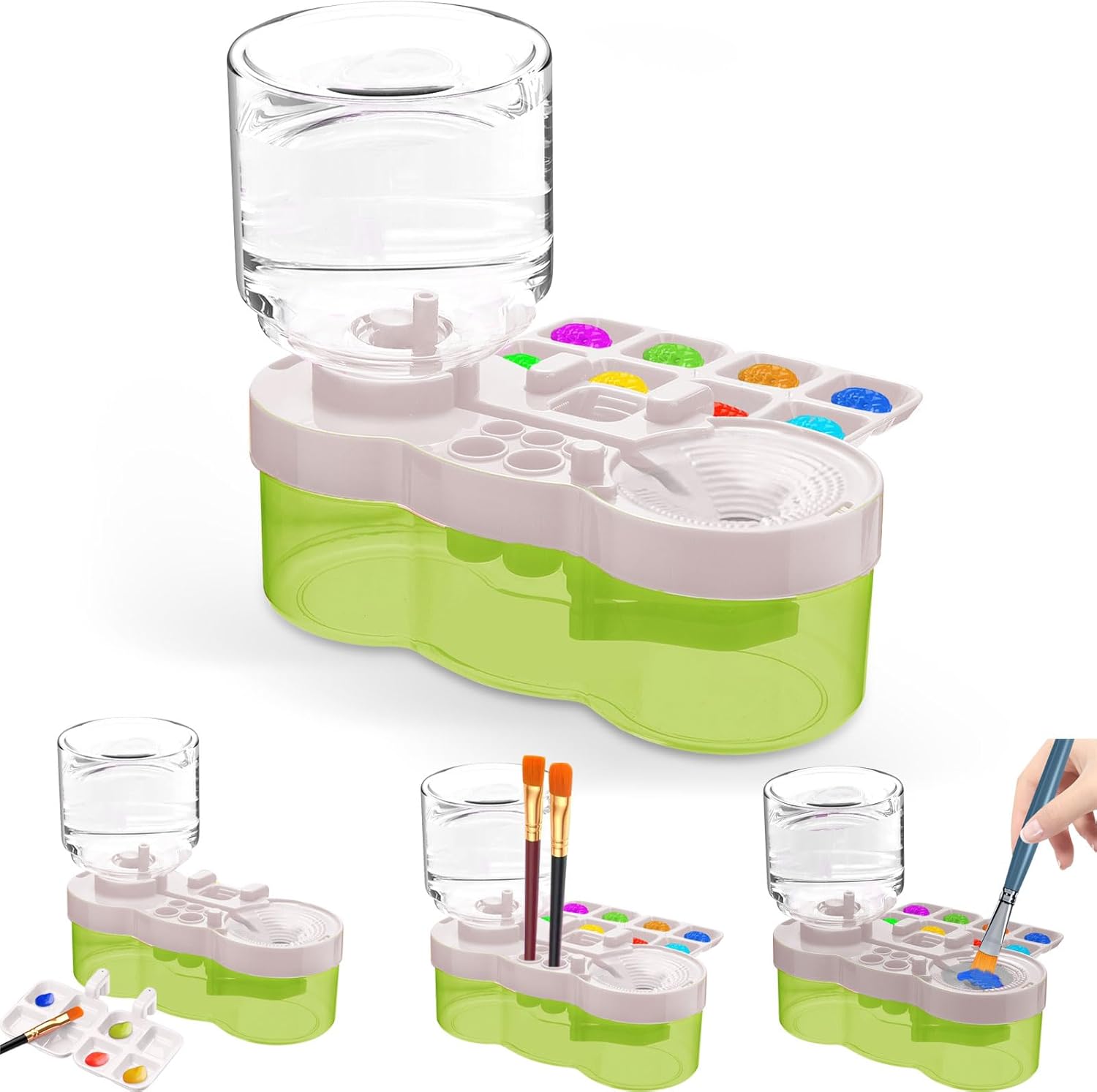 2025 Multifunctional Paint Brush Cleaner Tool, Flush My Brushes, Water Cycle Brushes Rinser With Brushes Holder and Palette, Brush Rinser Dispenser,Painting Art Supplies Stuff for Artist Beginner Kids