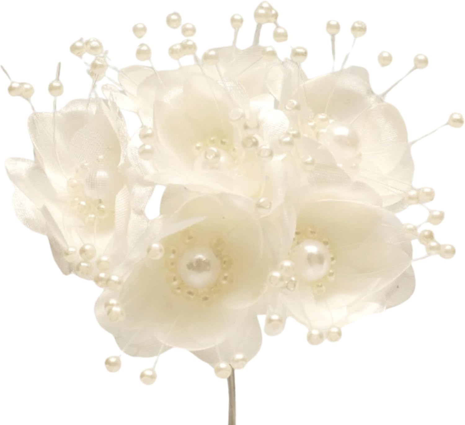 72 Artificial Silk Pearl Spray Craft Flower for Home Craft Decor DIY Wedding Bridal Veil Headband Dress Cake Topper Embellishment Scrapbook Favor Corsage Floral Bouquet Arrangement (Ivory)