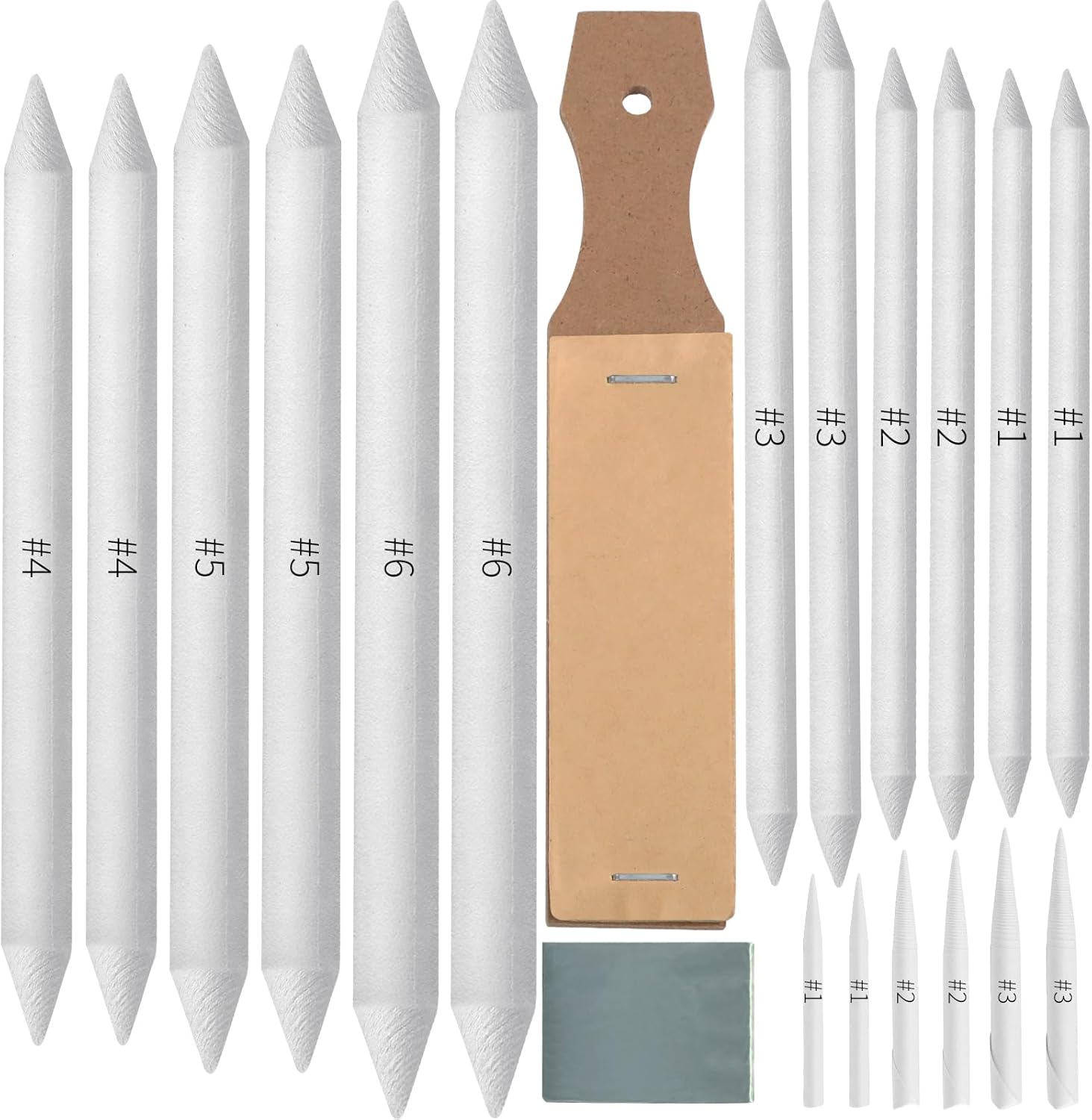 Jeimier 20Pcs Blending Stumps for Drawing, Tortillions Blending Sticks for Beginner Drawing, Art Blenders, Blending Tools Paper Stumps for Shading Completed, Blending Pencil for Sketching, Softness