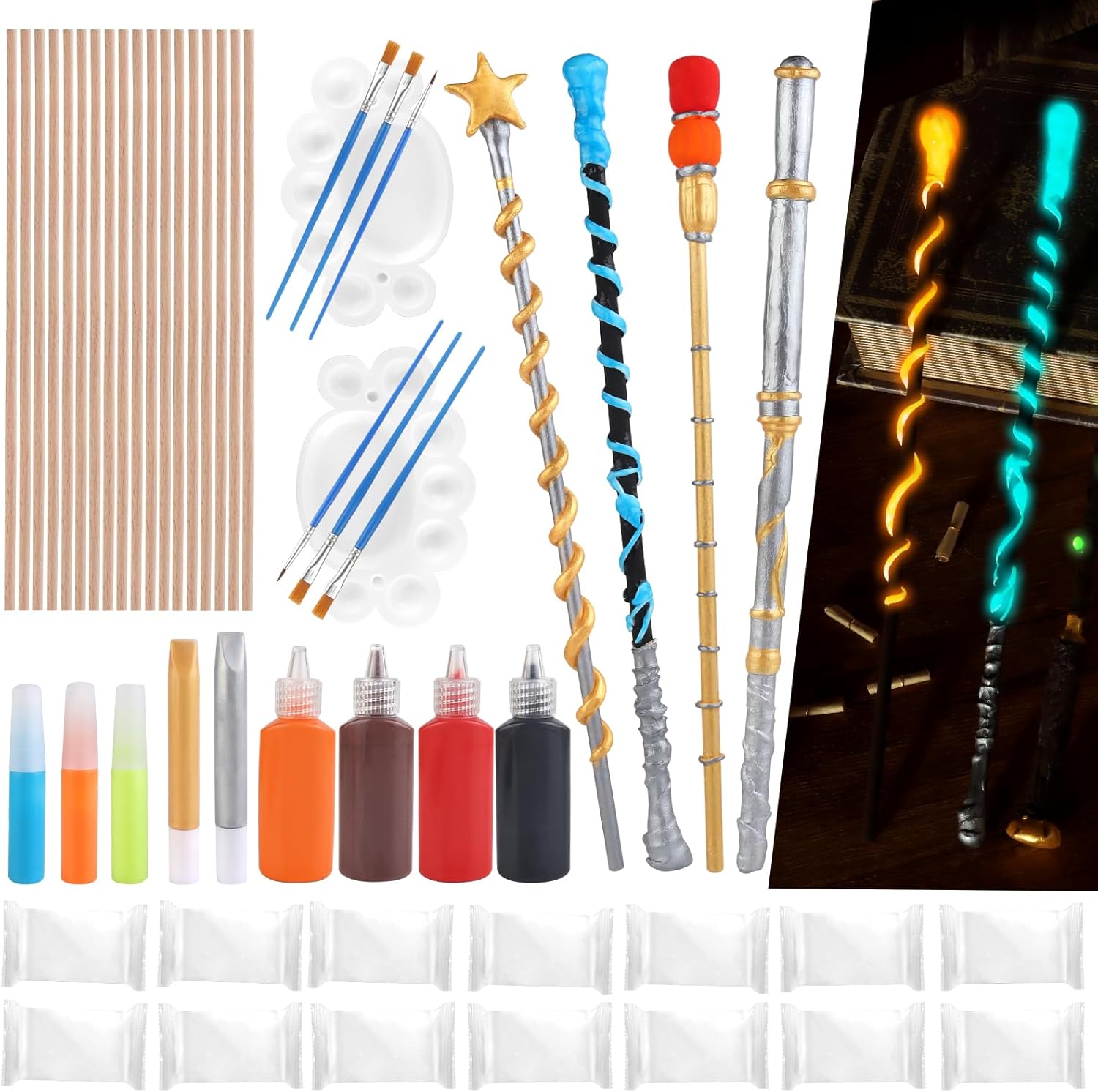 53 PCS Wizard Magic Wand Making Kit DIY Crafts for Kids Adult Wizard Wand Birthday Party, Christmas, Halloween Party Favors