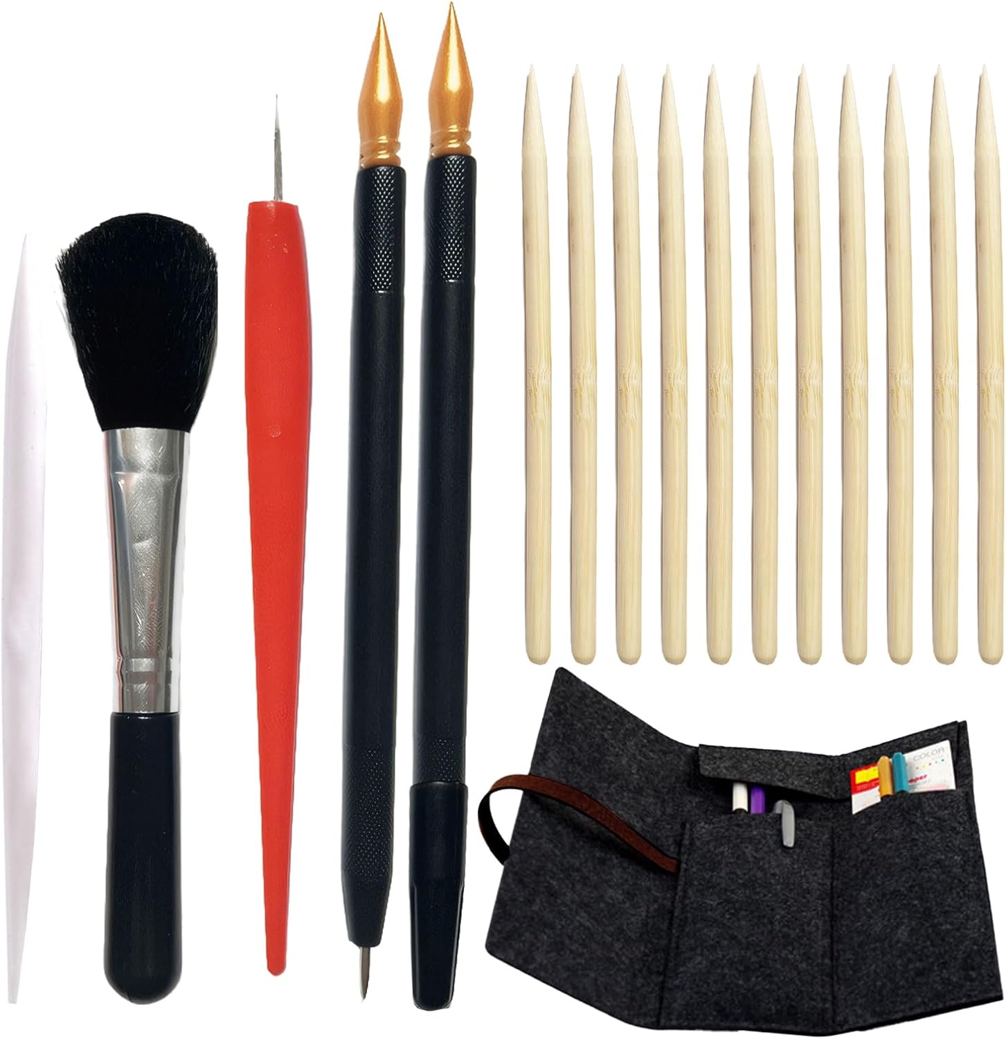 17 PCS Scratch Art Tools, Scratchboard Tools Art Supplies Kit Drawing Tools Scraper Pen,Repair Pen,Brush,Bamboo Stick,Gilded Pen,Painting Curtain Suitable for Adults Drawing Paper