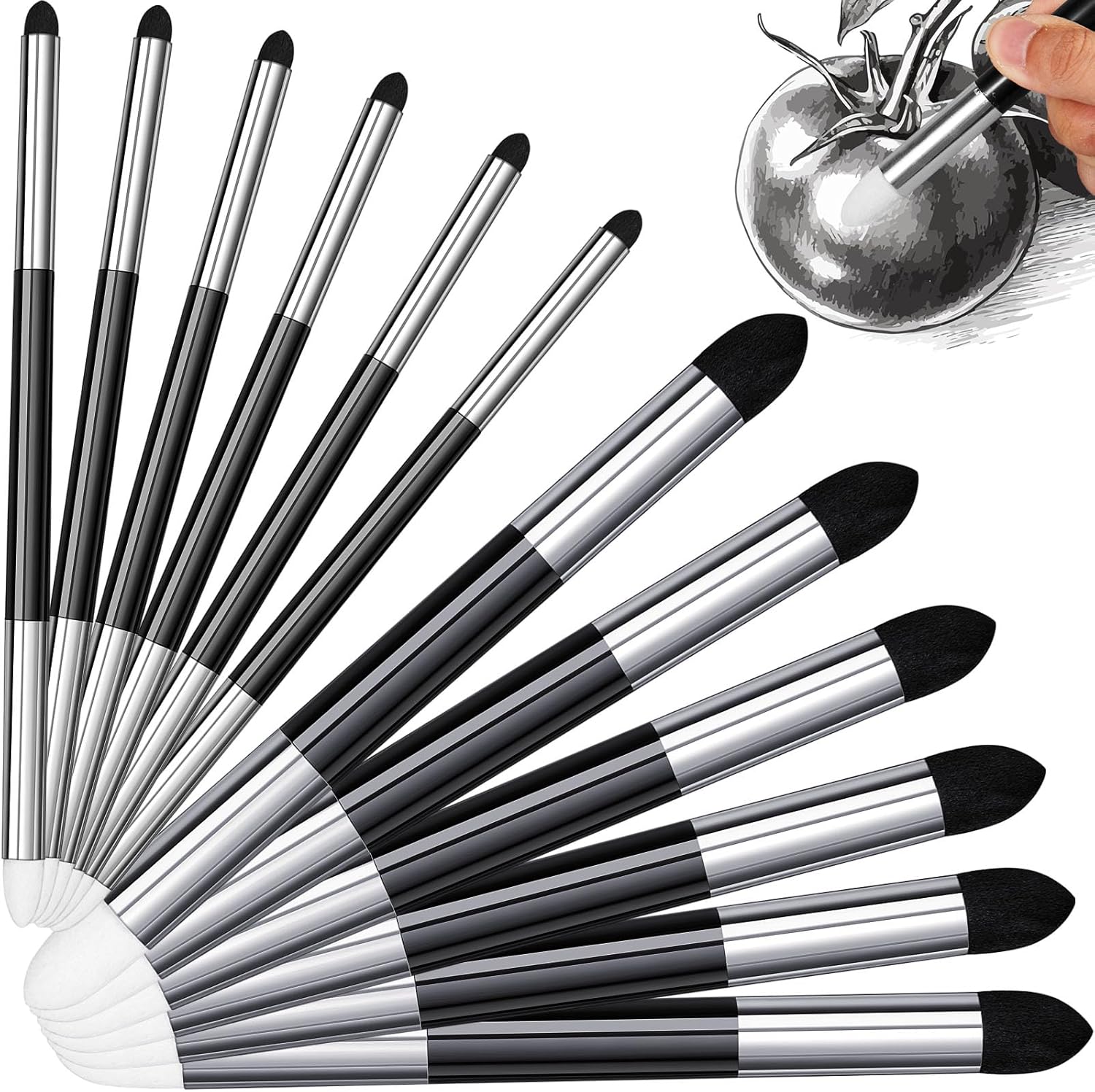 Kosiz Blending Sponge Pen Double Headed Washable Rubbing Sponge Brush Sketch Wipe Reusable Blending Stump Drawing Art Blenders for Artist Highlight Shadow Detail Correcting Tool(6 Pcs)