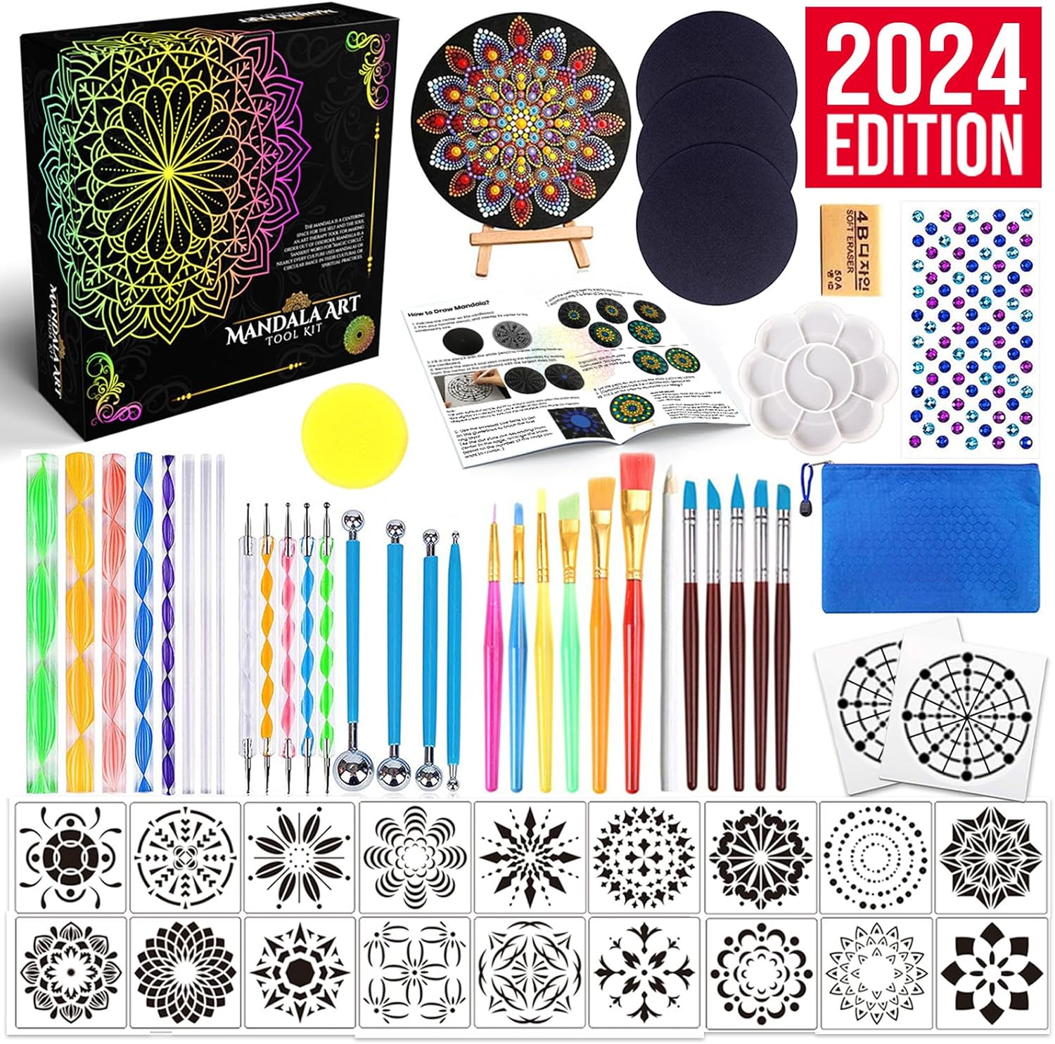 Insnug Mandala Dotting Tools Painting Kit - Rock Dot Paint Stencils Tool Set Art Craft Supplies Kits Tray Brush Zipper Pen for Nail Stone Mandala Arts Drawing Home Decor Activity | Mothers Day Gift