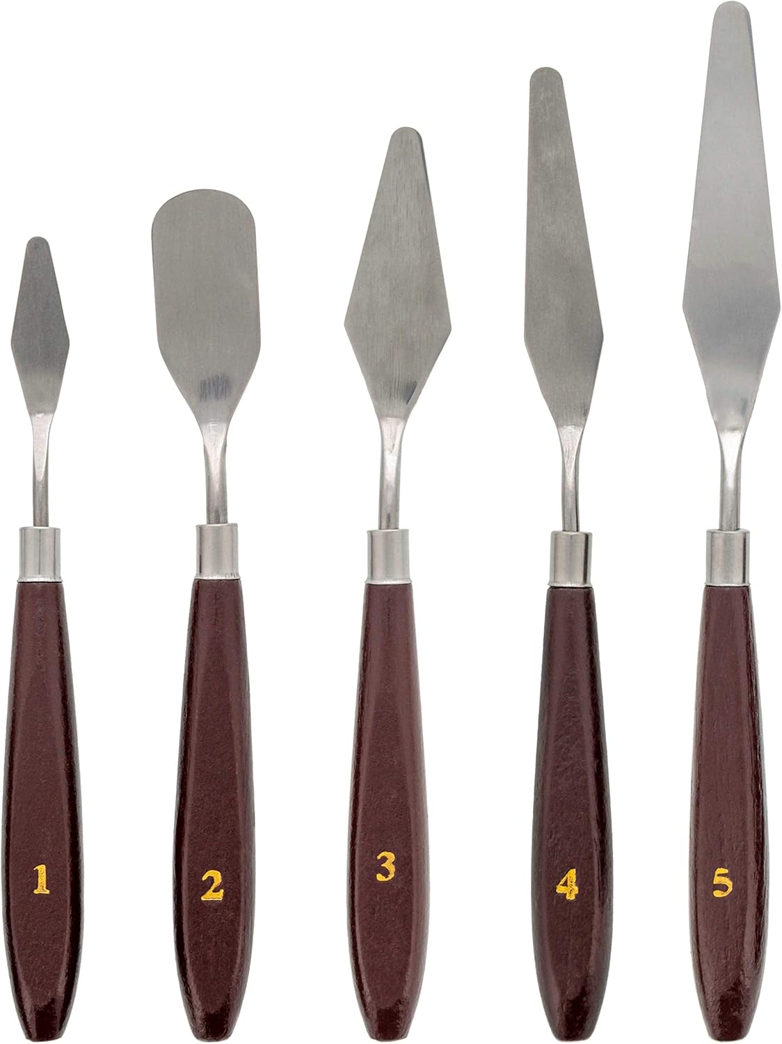 U.S. Art Supply 5-Piece Stainless Steel Palette Knife Set - Flexible Spatula Painting Knives for Color Mixing, Spreading, Applying Oil & Acrylic Paint on Canvases, Cake Icing, 3D Printer Removal Tool
