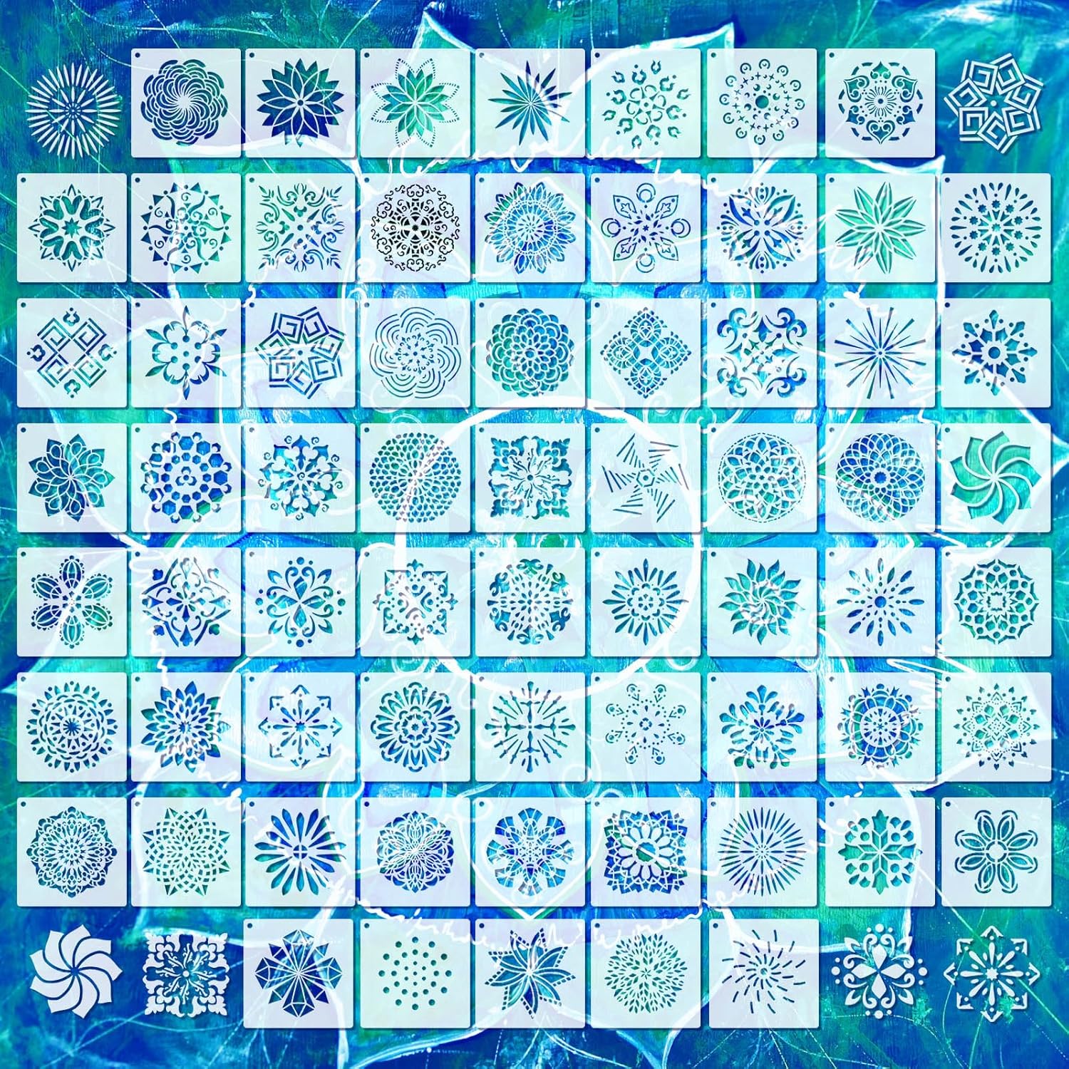 66 Pcs Small Stencils for Crafts Reusable 3 Inch Stencils for Painting on Wood DIY Craft Paint Template for Wall Home Decor Card Rock Canvas Drawing Holiday Ornament(Mandala)